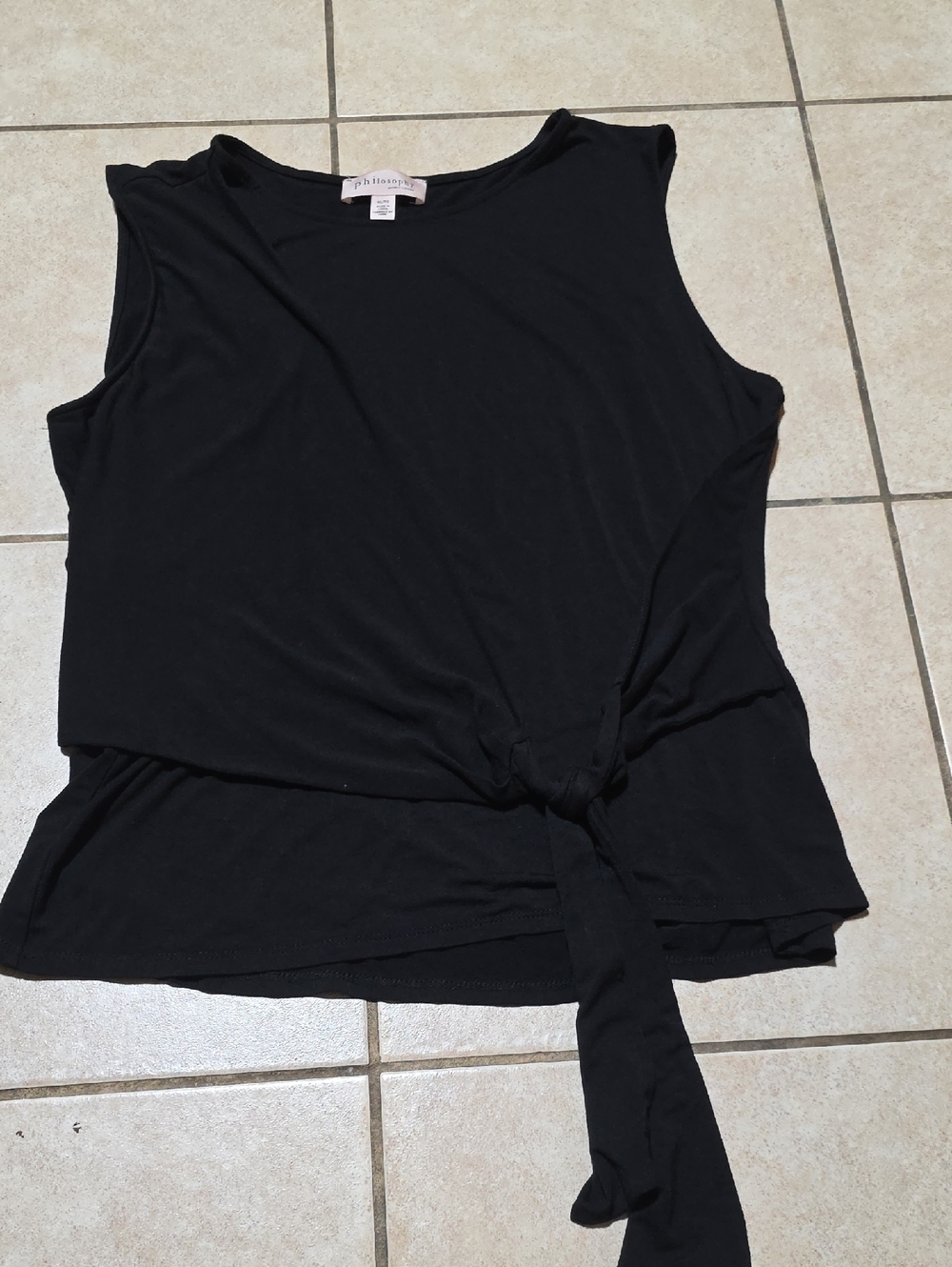 Philosophy Black Tie-Front Sleeveless Tank